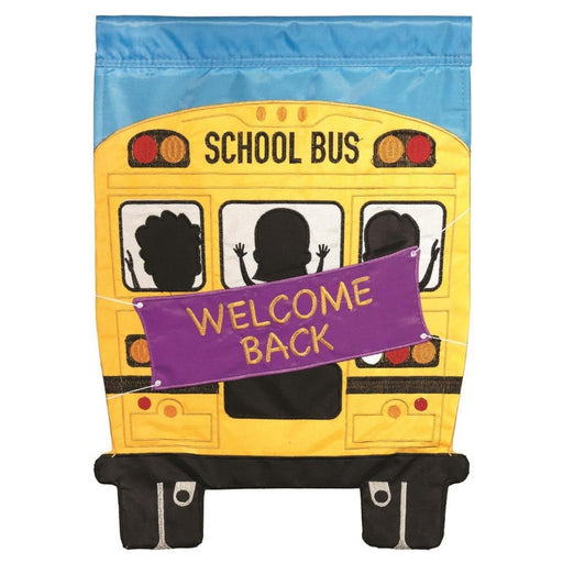 Welcome School Bus Applique Garden Flag