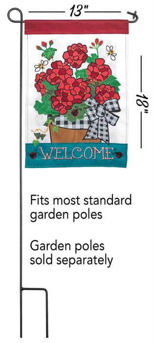Welcome Red Geraniums Garden Flag