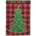 Buffalo Plaid Merry Christmas Tree Applique Garden Flag