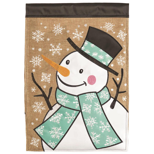 Snowman Burlap Applique Garden Flag