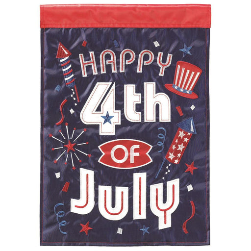 Happy 4th of July Fireworks Applique Garden Flag