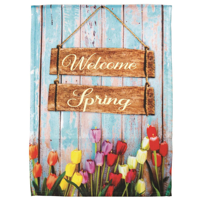 Welcome Spring Tulips Garden Flag