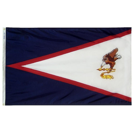 blue, red, and white flag with an eagle on the right side