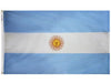 horizontal white and blue stripes on a flag with a yellow sun in the center