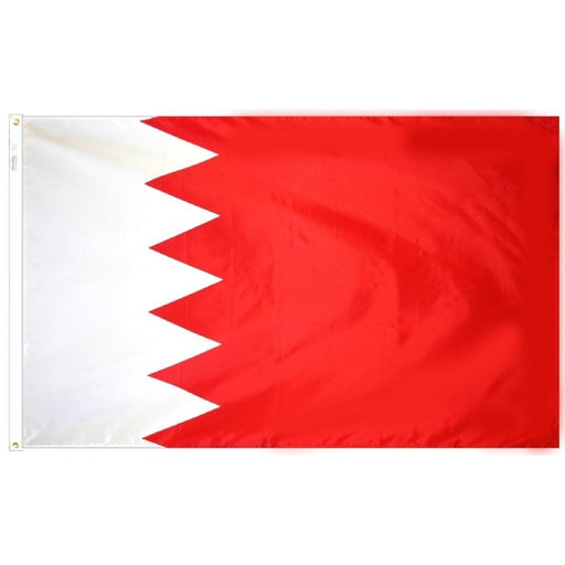 red and white flag with a triangle pattern off center