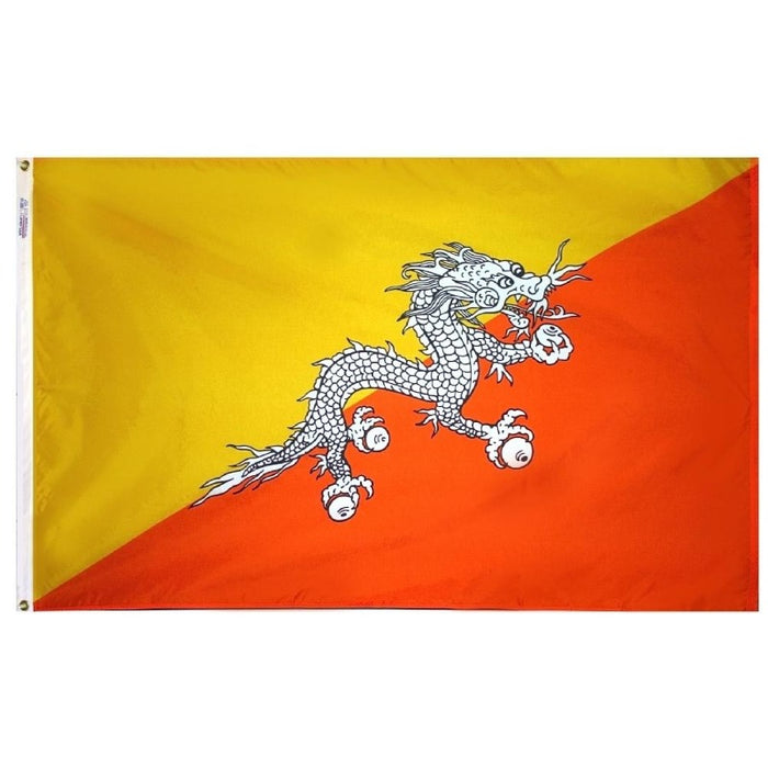 yellow and orange flag with a black and white dragon in the center