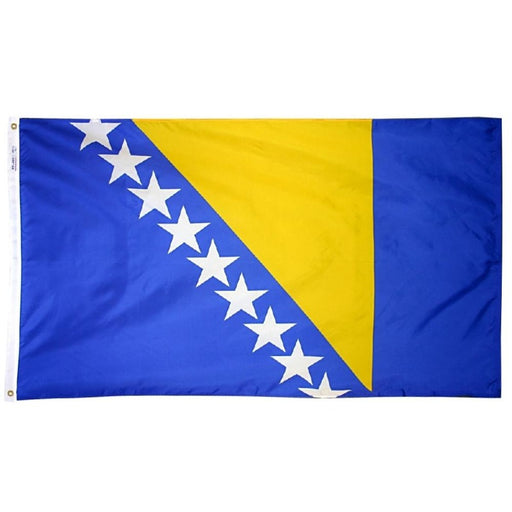 blue flag with a yellow triangle and stars
