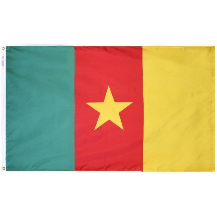 green red and yellow vertically striped flag with yellow star in the center