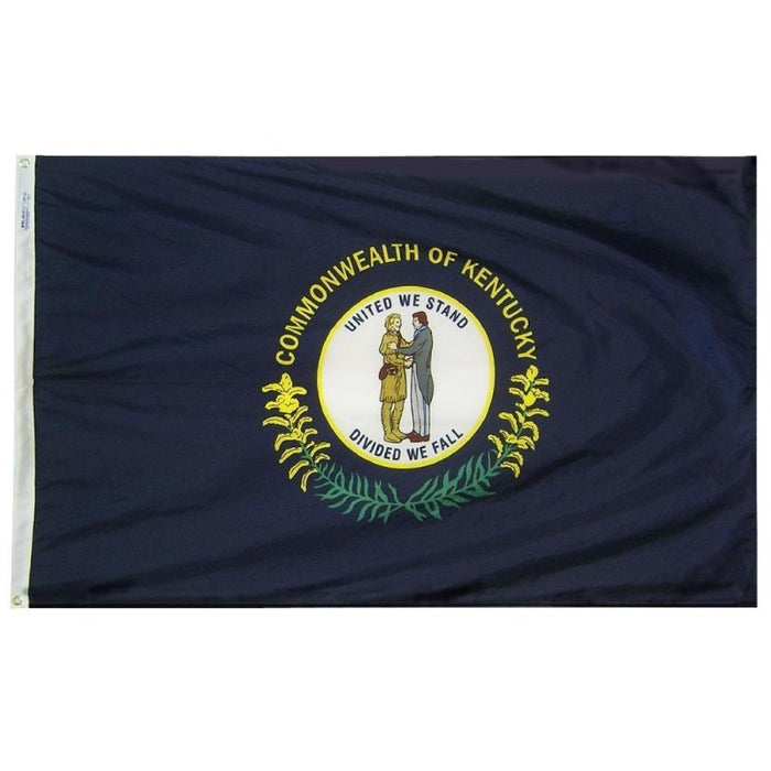 blue flag with the state seal in the center and the words "commonwealth of kentucky"