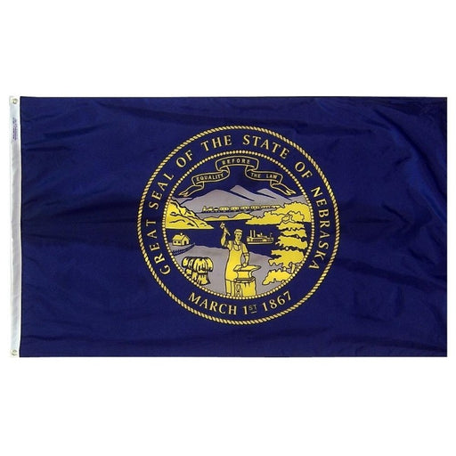blue flag with the state seal in the center