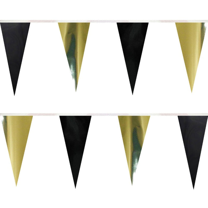 105' Black and Gold Metallic Pennant String