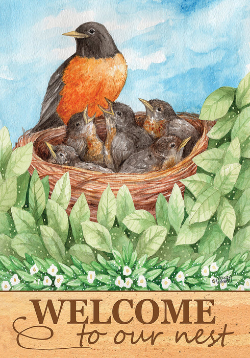 Robin Welcome Banner Flag