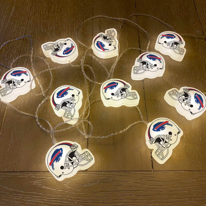 Buffalo Bills LED Helmet String Lights lit up