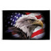 bald eagle themed flag with an american flag silhouette behind him