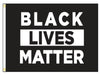 BLACK FLAG WITH THE WORDS "BLACK LIVES MATTER" ACROSS THE MIDDLE