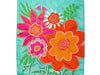 fun colored flag with bright applique flowers and the word "welcome"