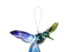 acrylic hummingbird on a string with a blue and green color scheme