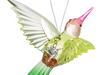 Radiant Hummingbird Ornament w/ Charm - PINK/GREEN/DARK GREEN
