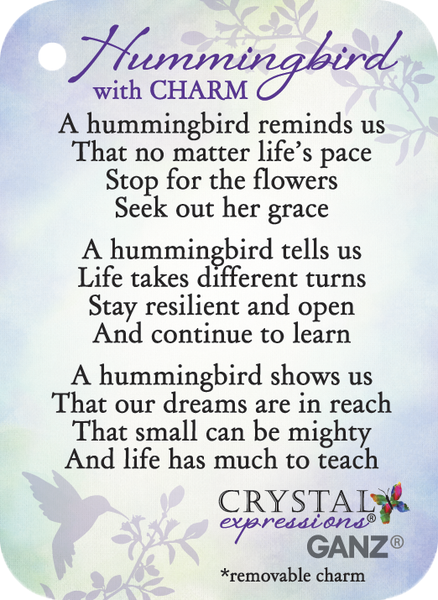 Radiant Hummingbird Ornament w/ Charm - poem