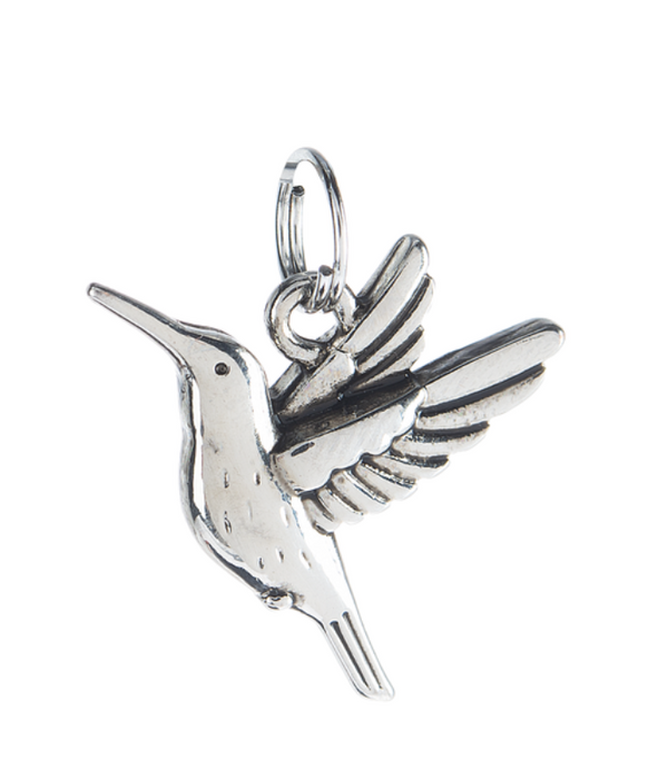 Radiant Hummingbird Ornament w/ Charm - close up of charm