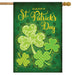green shamrock themed flag with text saying "happy st. patrick's day"