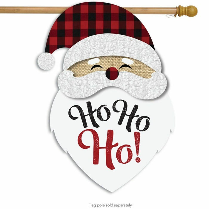 Plaid Santa Burlap Banner Flag