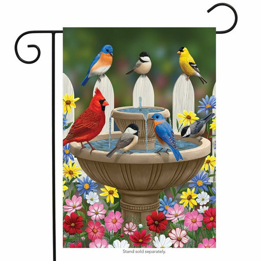 Birdbath Gathering Garden Flag