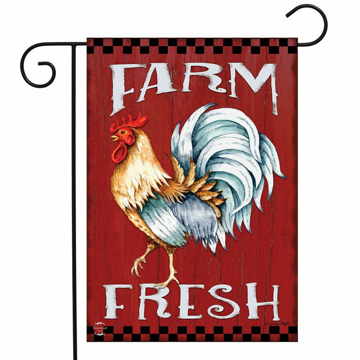 Farm Fresh Rooster Garden Flag