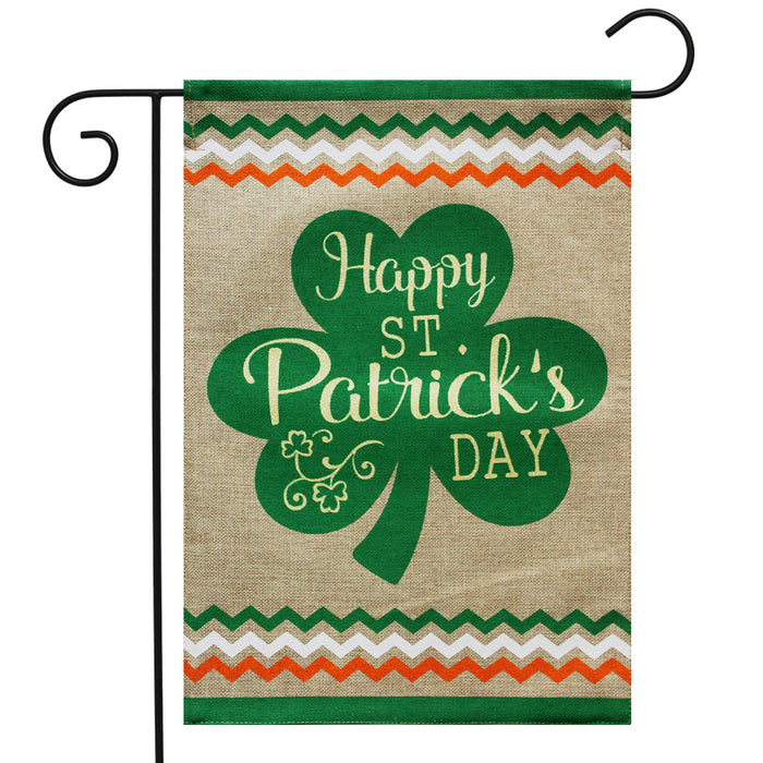 Saint Patrick's Clover Burlap Garden Flag