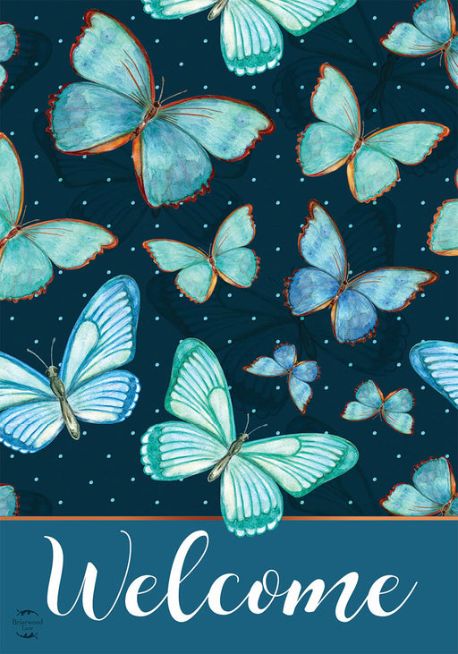 Blue Butterflies Banner Flag