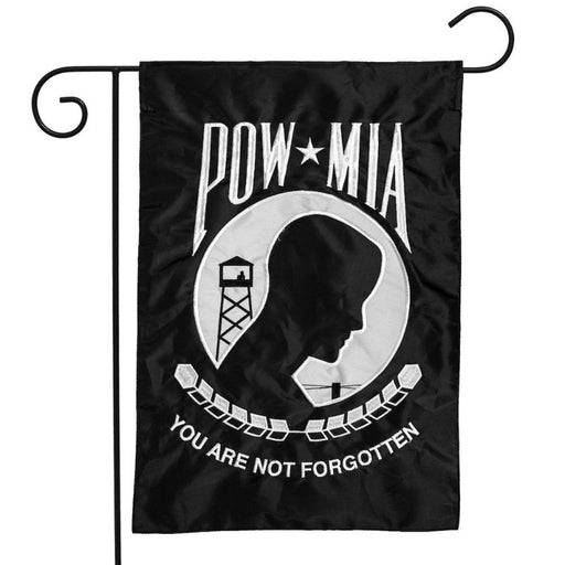 traditional POW/MIA flag with embroidered accents and applique material