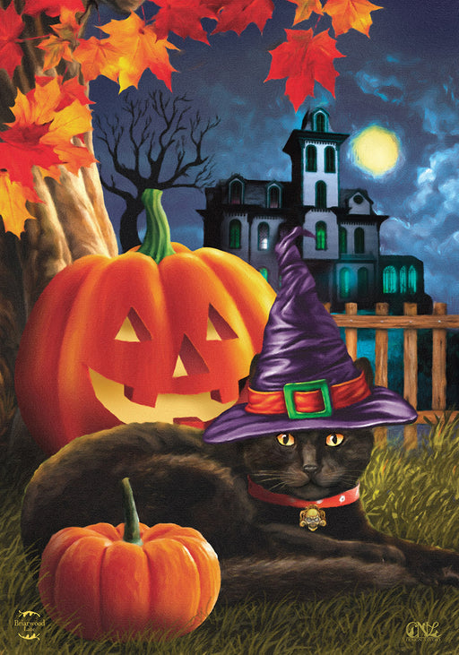Black Cat Halloween Banner Flag
