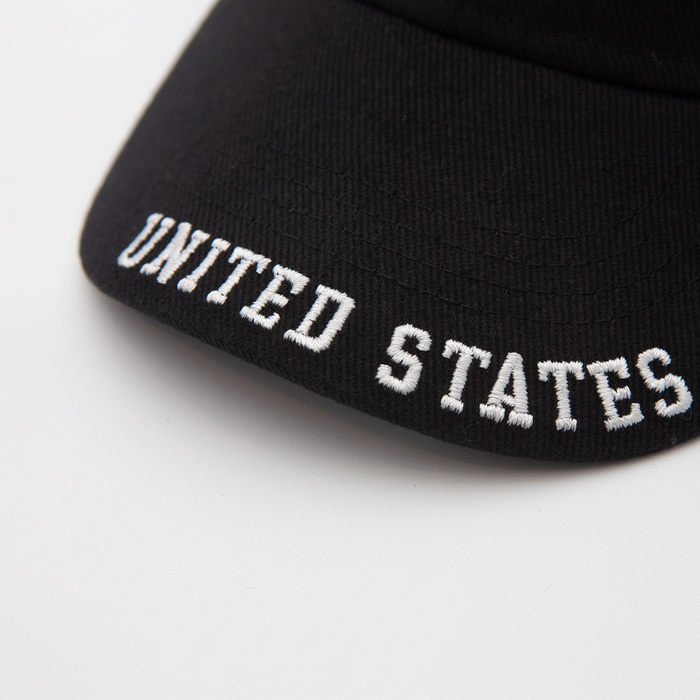 black army hat with the words "united states army" on the brim