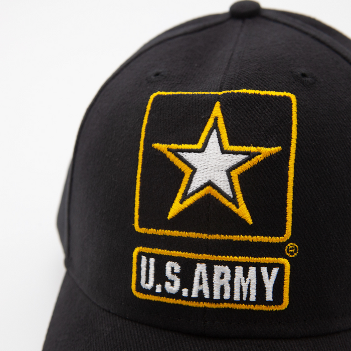 black hat with black and gold army star logo