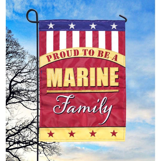 PROUD TO BE A MARINE FAMILY Double Applique Garden Flag