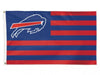 buffalo bills flag in the style of a USA flag with red and blue stripes and charging buffalo in the canton