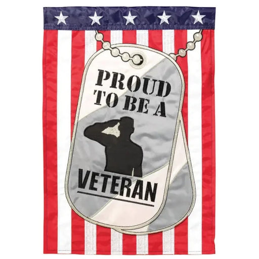 Proud to Be a Veteran Dog Tag Garden Flag