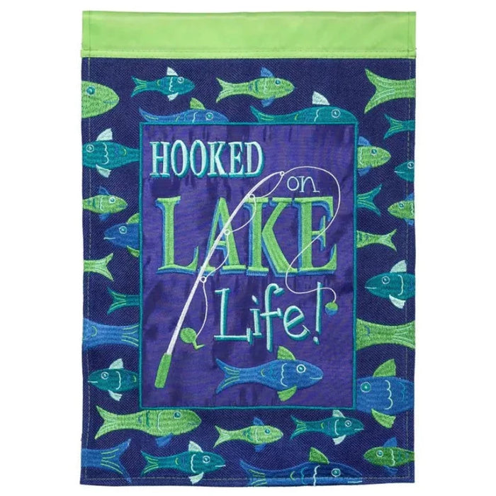 Hooked on Lake Life Garden Flag