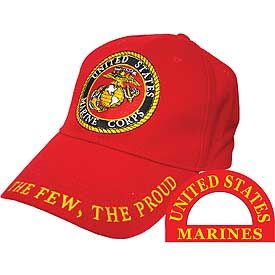 Marine corps embroidered logo on bright red hat