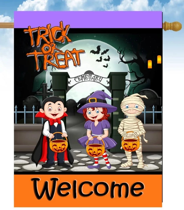 Trick or Treat Kids Banner Flag