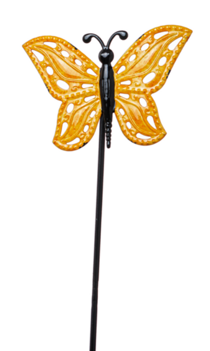 Yellow Metal Butterfly Stake