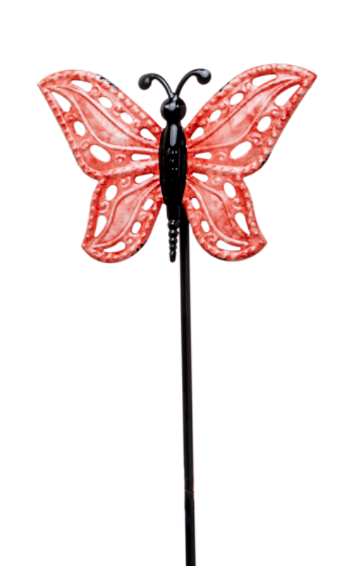 Pink Metal Butterfly Stake