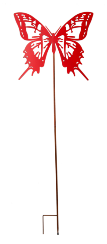 Large Red Metal Butterfly Stake
