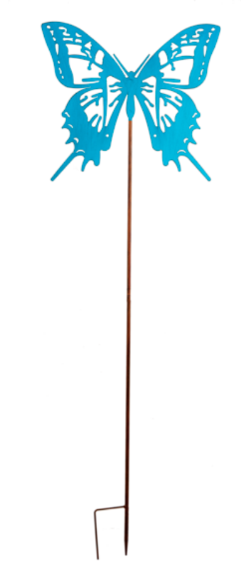 Large Blue Metal Butterfly Stake