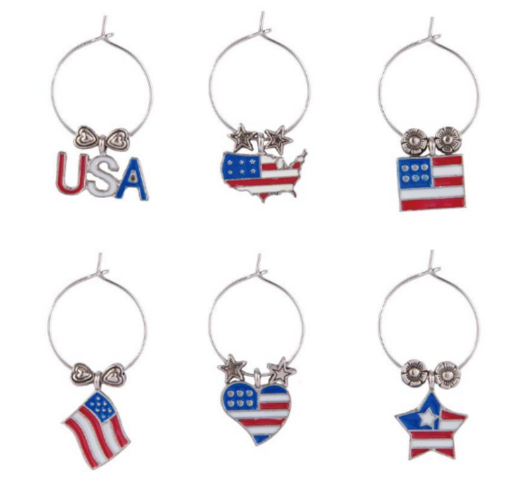 Go USA 6-Piece Painted Wine Charms