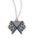 dual checkered flags on necklace
