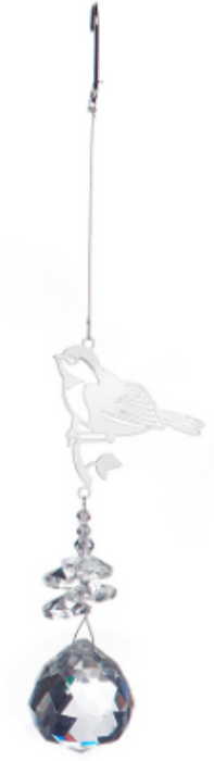 Laser Cut Chickadee Ornament with Clear Prism