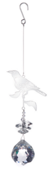 Laser Cut Bird Ornament with Clear Prism
