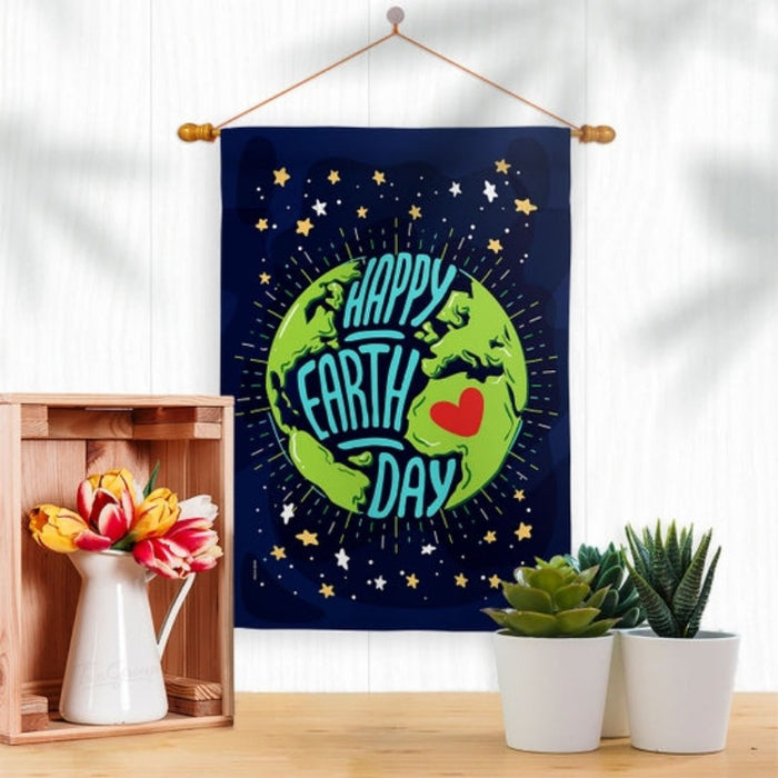 Happy Earth Day Garden Flag can be used indoors or outside, dowel not included