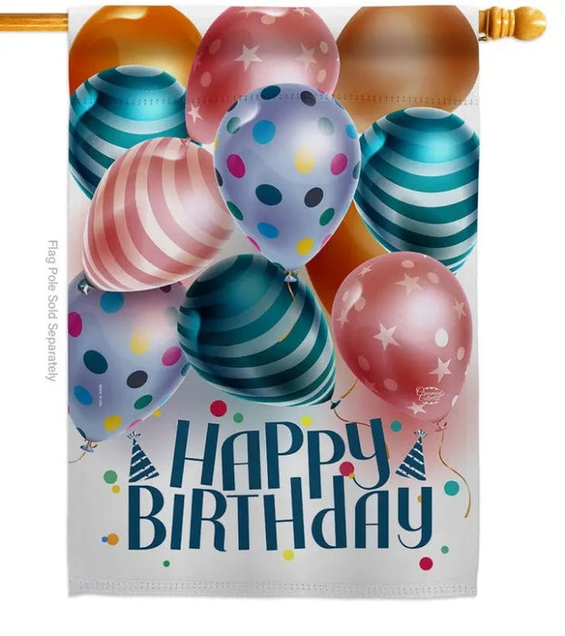 Metallic Balloons Birthday Banner Flag